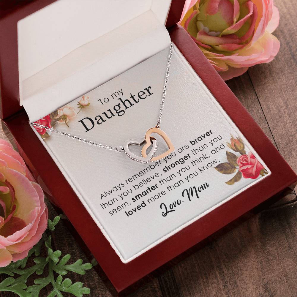 To My Daughter - Interlocking Heart Necklace Interlocking Hearts Necklace