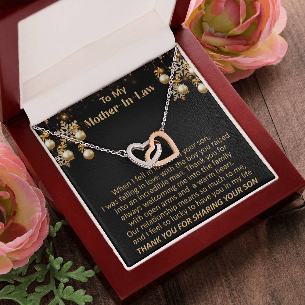Gift For Mother-In-Law Christmas - So Lucky - Interlocking Interlocking Hearts Necklace