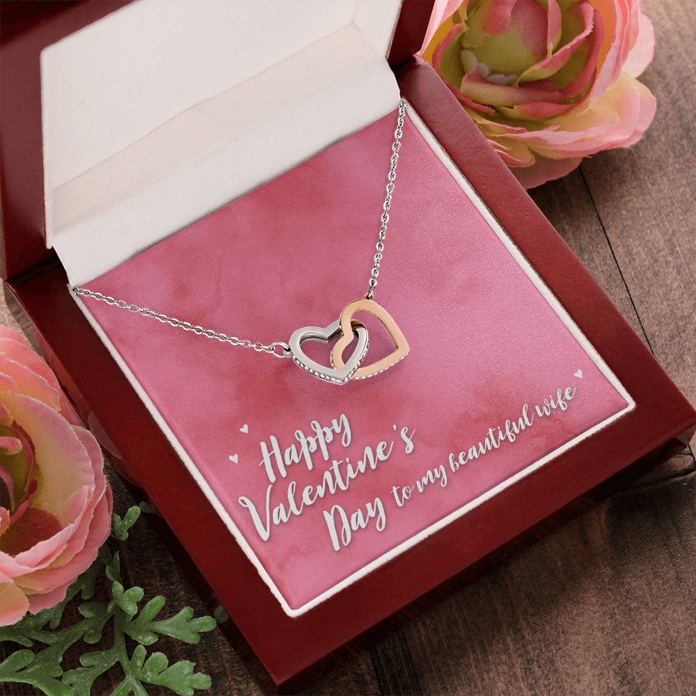 Happy Valentine'S Day Interlocking Hearts Necklace Gift From Husband To Wife Romantic Gift For Spouse