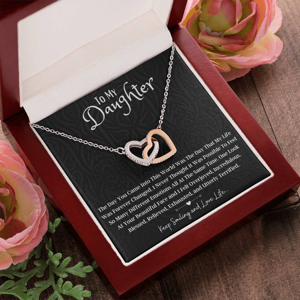 To My Beautiful Daughter Interlocking Hearts Necklace