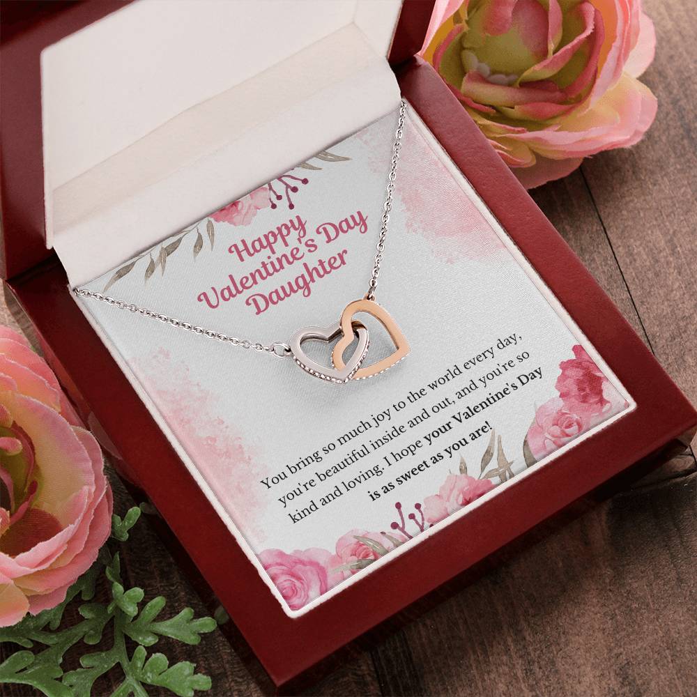 Valentine'S Gift For Daughter- Hope Your Valentine'S Day Is As Sweet As You Are Interlocking Hearts Necklace