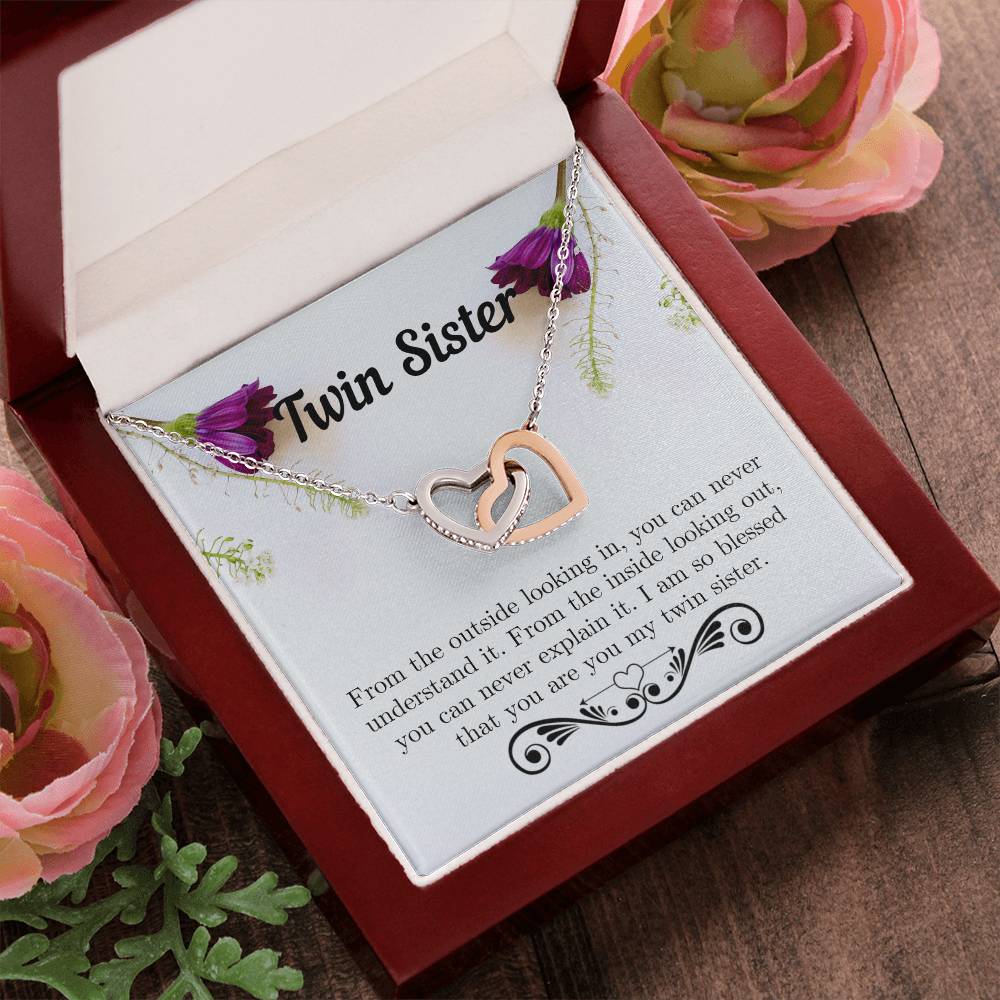 Twin Sister Necklace Interlocking Hearts Necklace