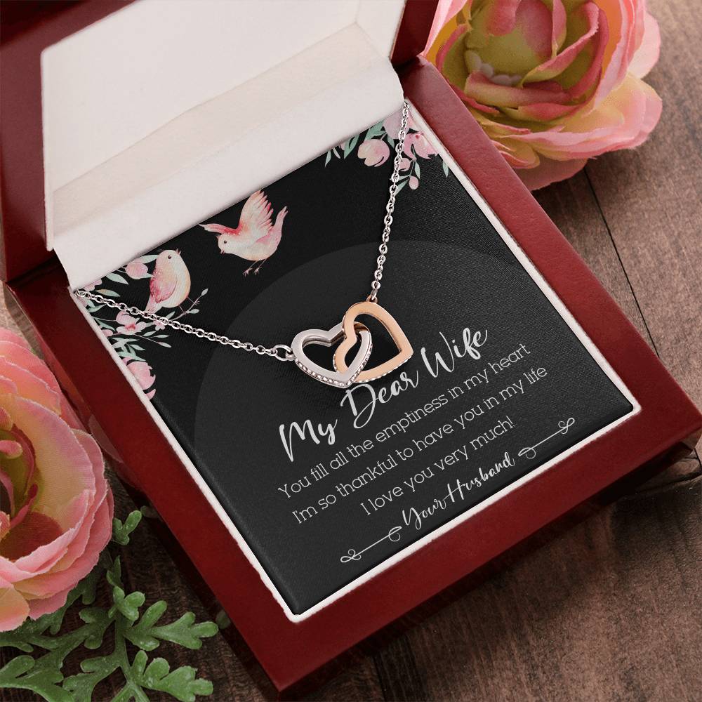 My Dear Wife Interlocking Hearts Necklace Message Card