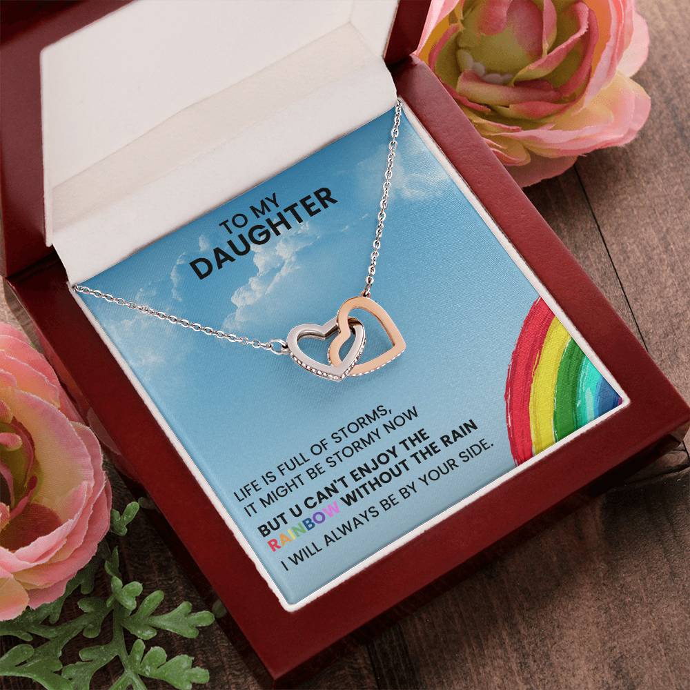 To My Daughter - I Will Always Be By Your Side - Necklace Interlocking Hearts Necklace