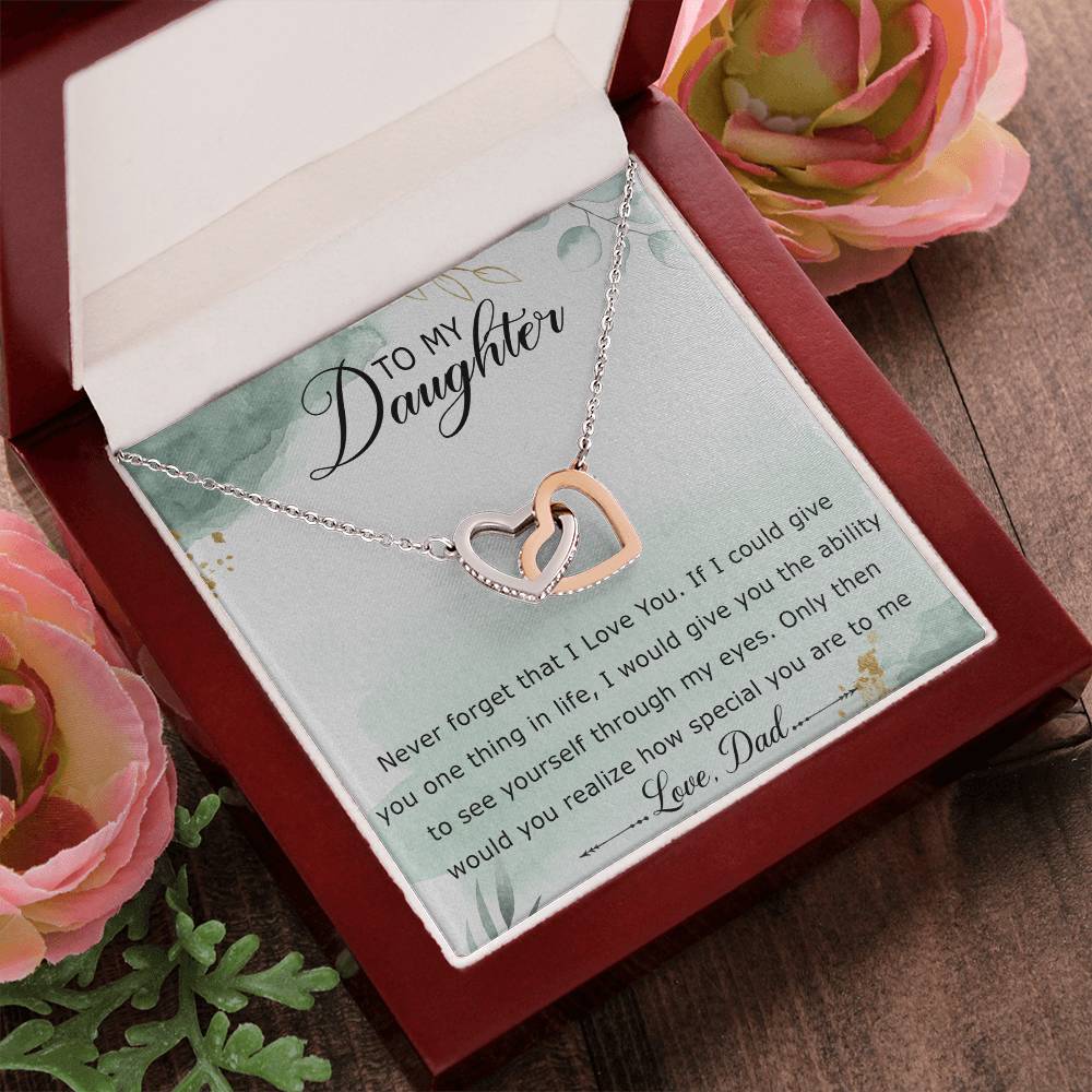To My Daughter Interlocking Hearts Necklace Message Card