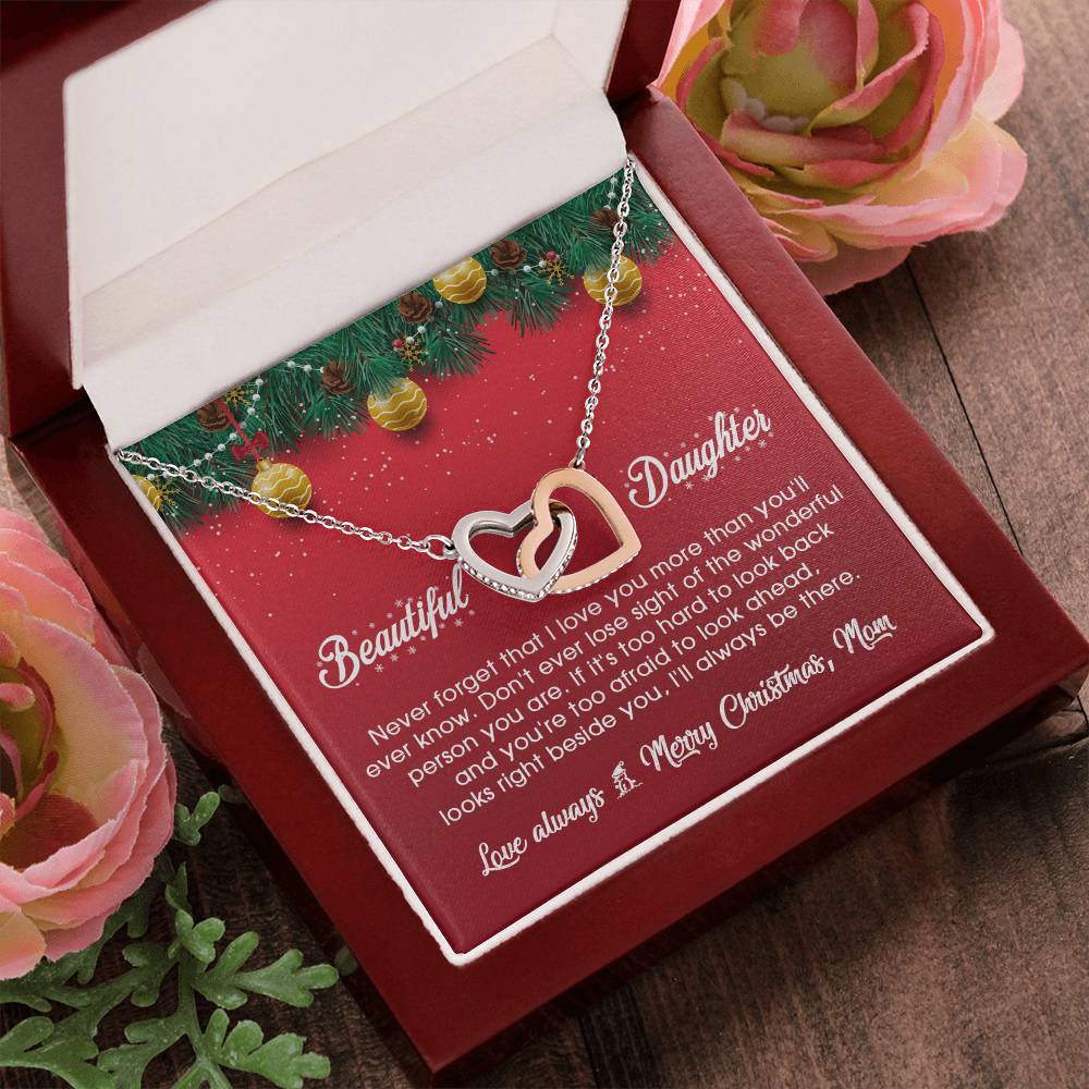I Will Always Be There With You In Christmas - Interlocking Hearts Necklace