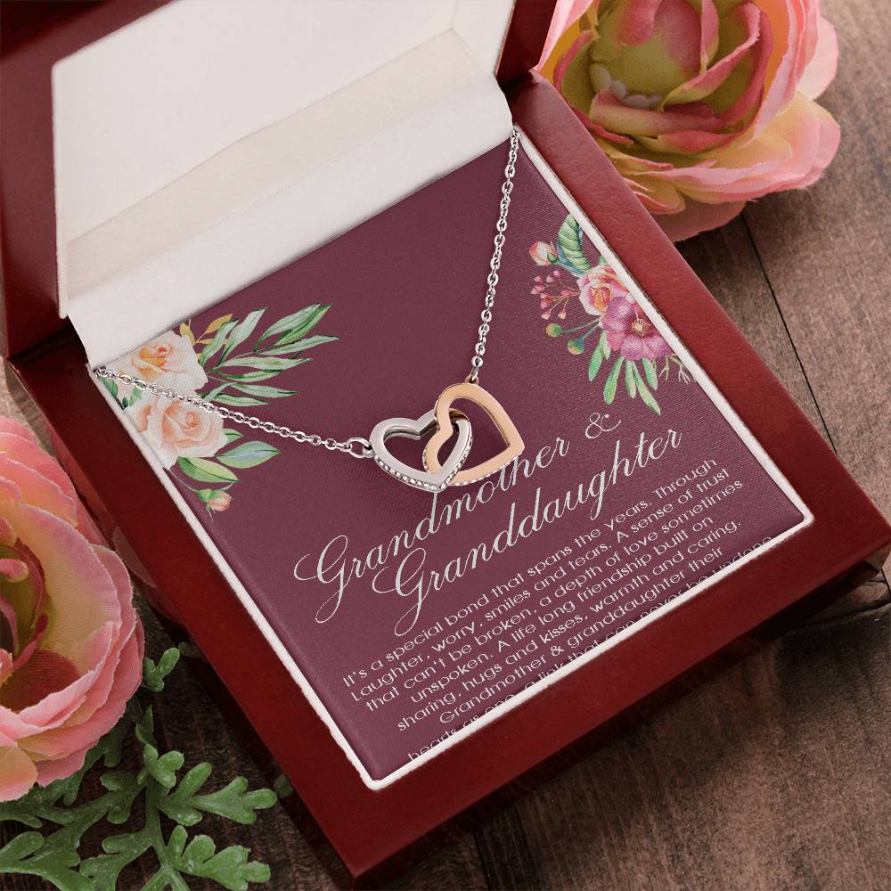 Grandmother & Granddaughter Necklace Grandma Gift Granddaughter Gift Nana Grandma Jewelry For Family Birthday Gift Christmas Gift Interlocking Hearts Necklace