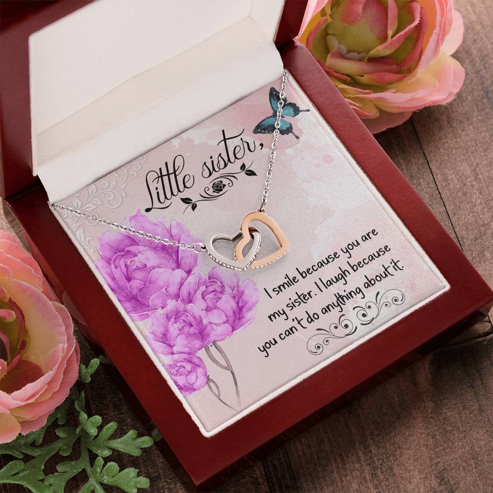 Gift For Sister - I Smile Because You Necklace Interlocking Hearts Necklace