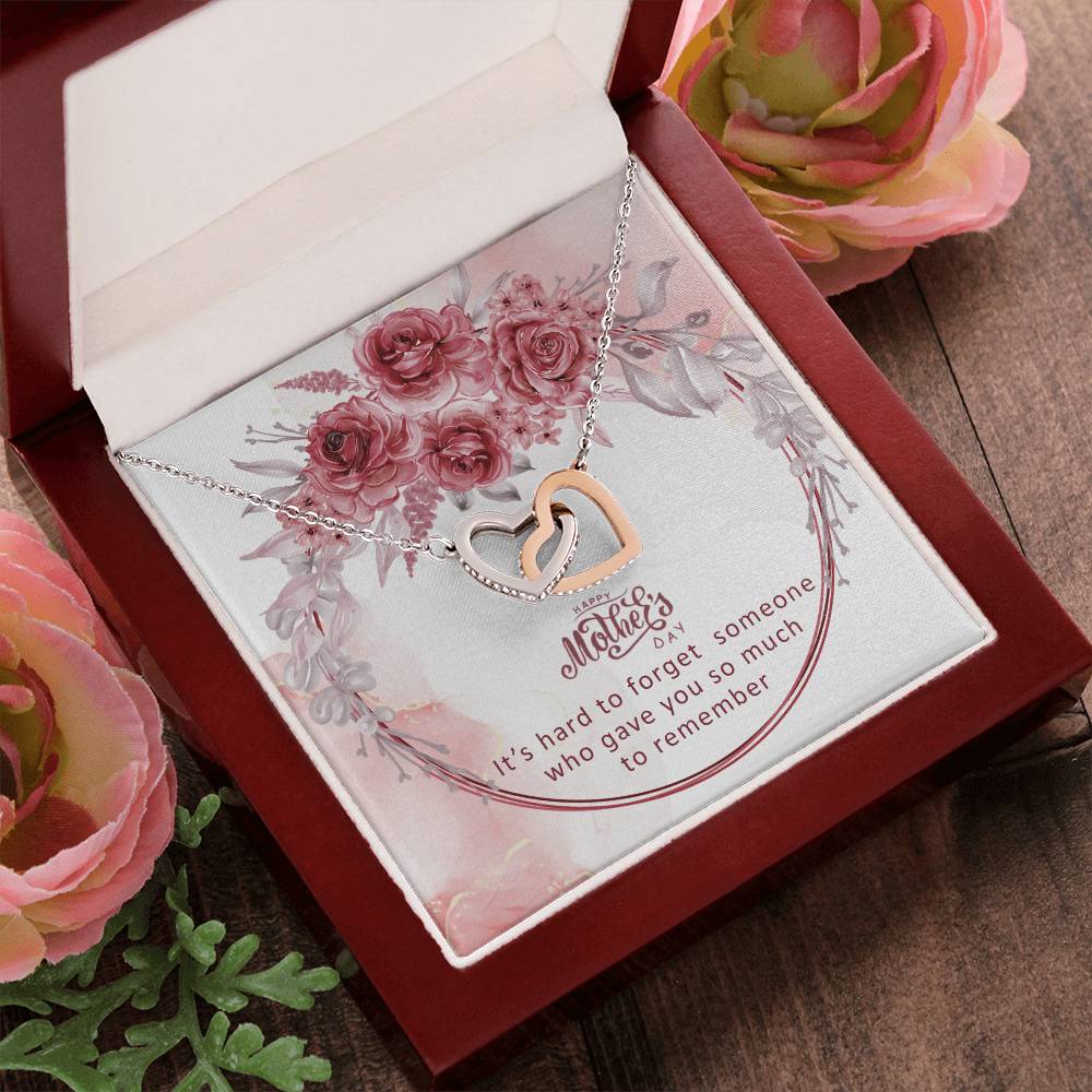 Happy Mother'S Day Gift Necklace With A Message Card Interlocking Hearts Necklace