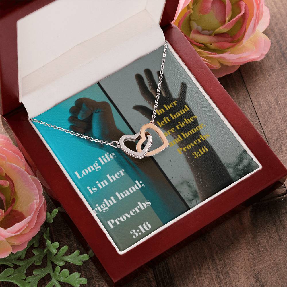 Ike Mens Collage Proverbs Jewelry Interlocking Hearts Necklace