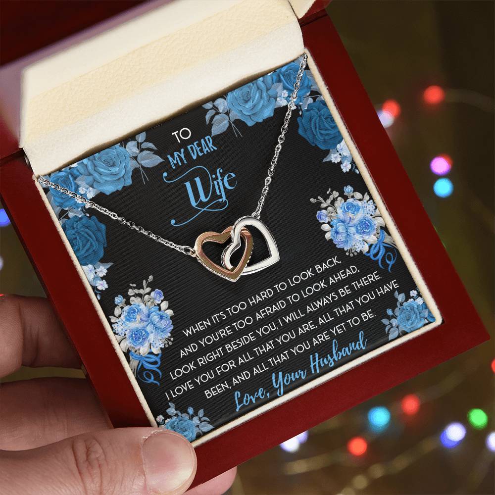 To My Dear Wife Interlocking Hearts Necklace