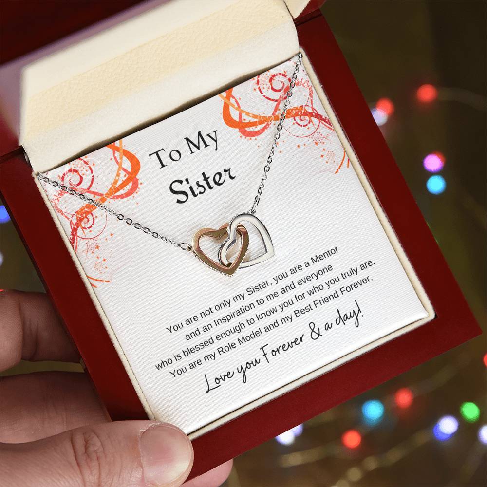 To My Sister Interlocking Hearts Necklace