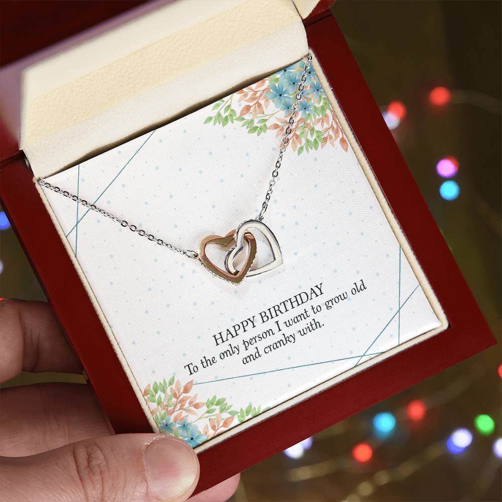 Birthday Gift For Her - I Want To Grow Old With You Necklace Interlocking Hearts Necklace
