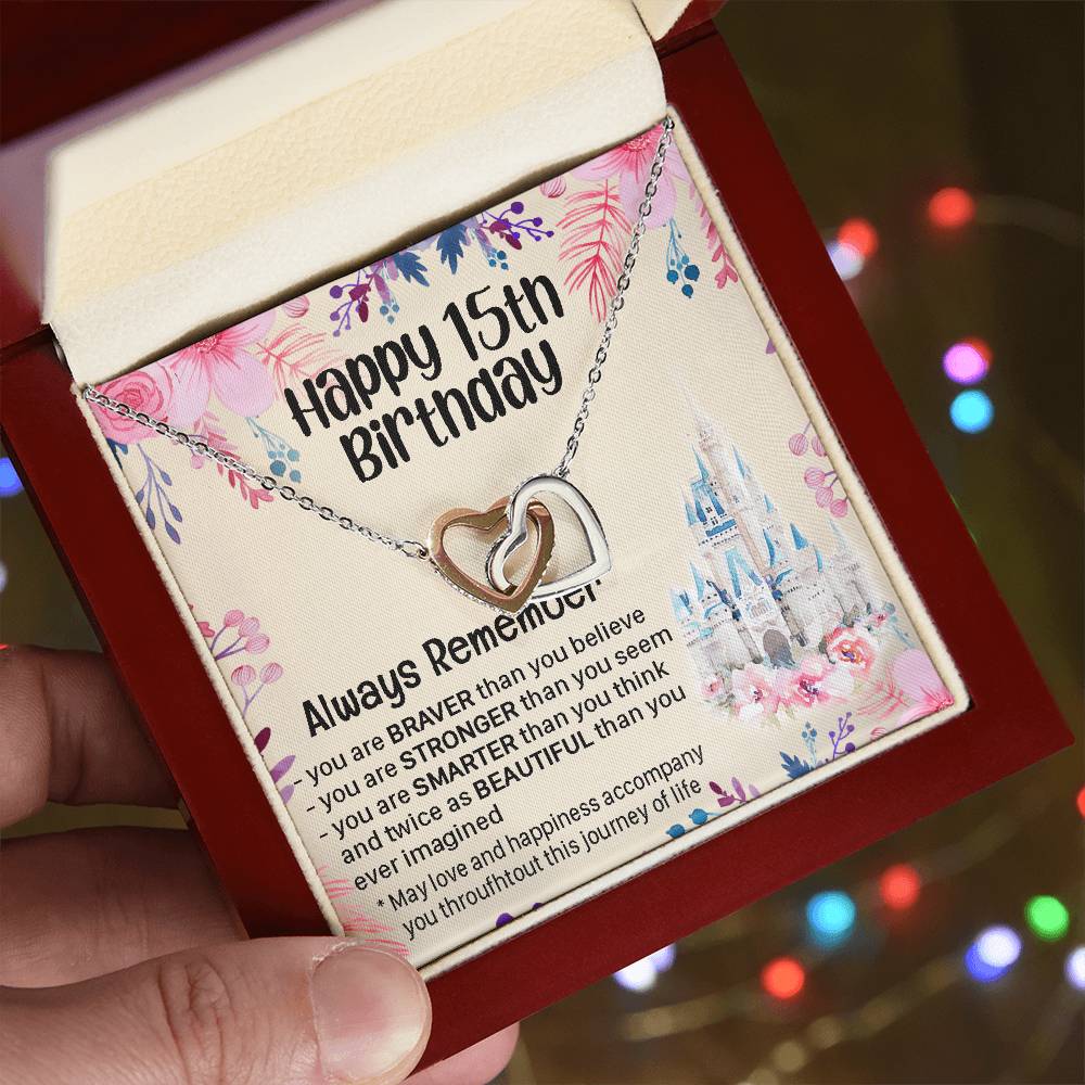 Happy 15Th Birthday Gift For Daughter Gift For 15 Years Old Birthday Teen Girl Daughter Necklace Gift Interlocking Hearts Necklace