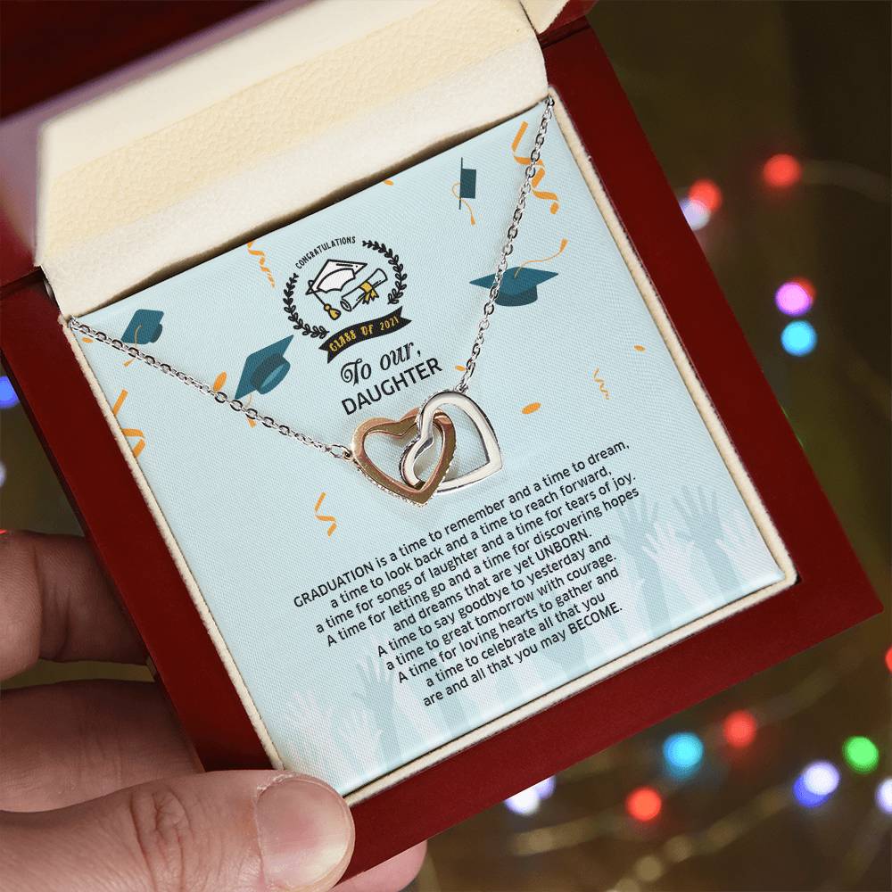 Interlocked Never-Ending Love Necklace To Your Successful Graduate Daughter Interlocking Hearts Necklace