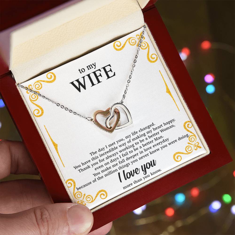 To My Wife - Luxurious Necklace Interlocking Hearts Necklace