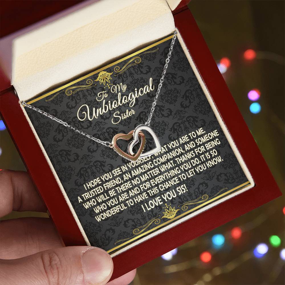To My Unbiological Sister - Interlocking Hearts Necklace - Eudora Collection