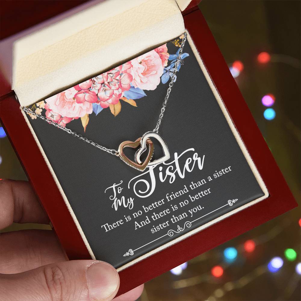To My Sister Necklace Interlocking Hearts Necklace