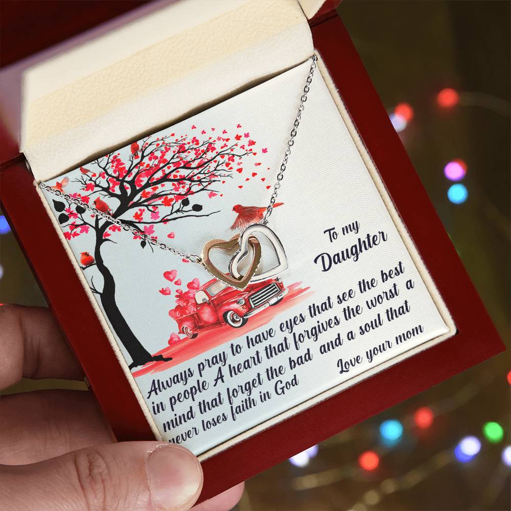 Always Pray To Have Eyes That See The Best Interlocking Hearts Necklace