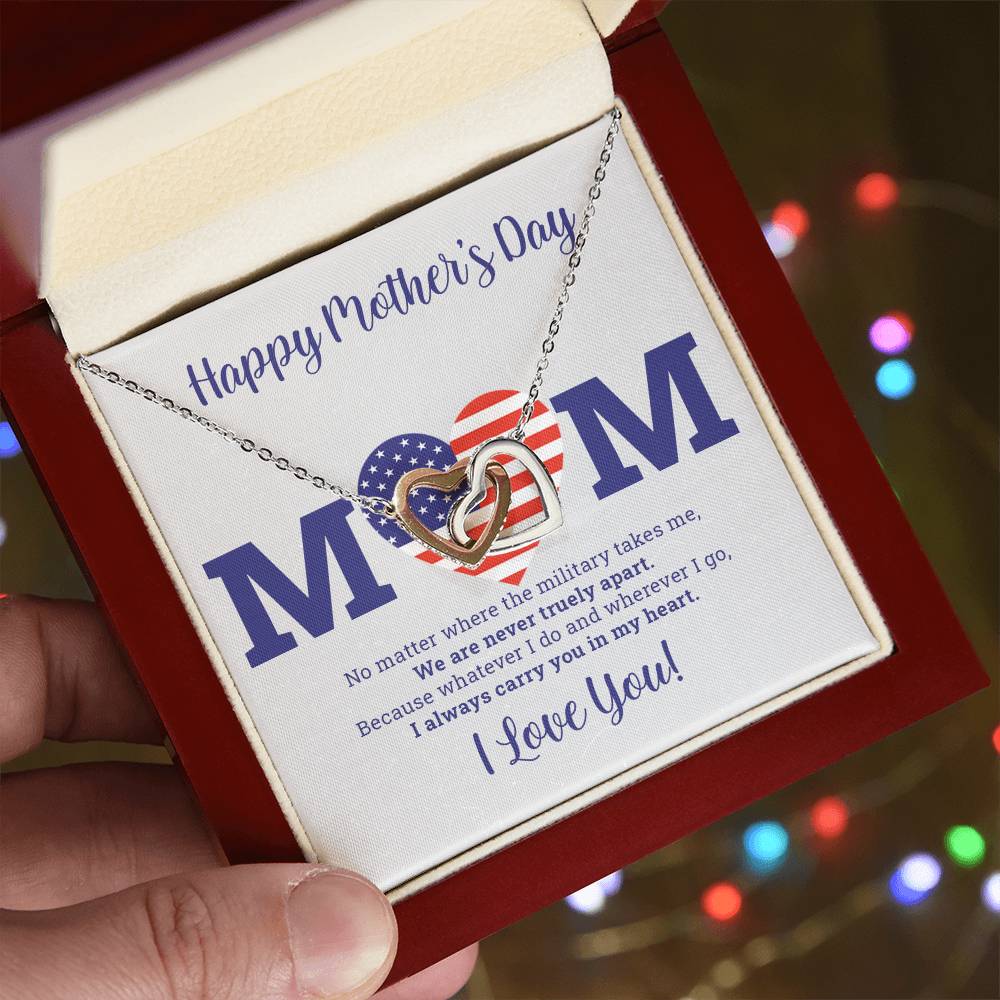 To My Mom - I Love You Message - Tmm03 Interlocking Hearts Necklace