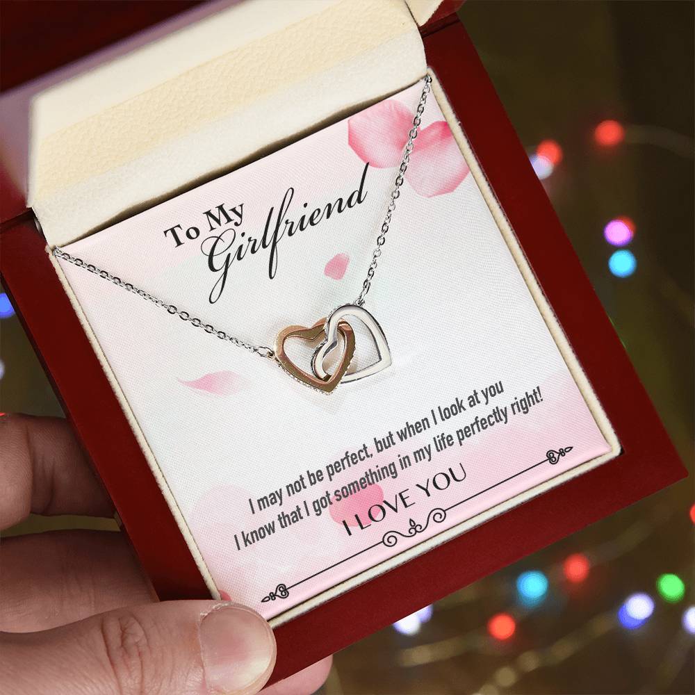 To My Girlfriend Forever Love - Interlocking Heart Necklace Interlocking Hearts Necklace