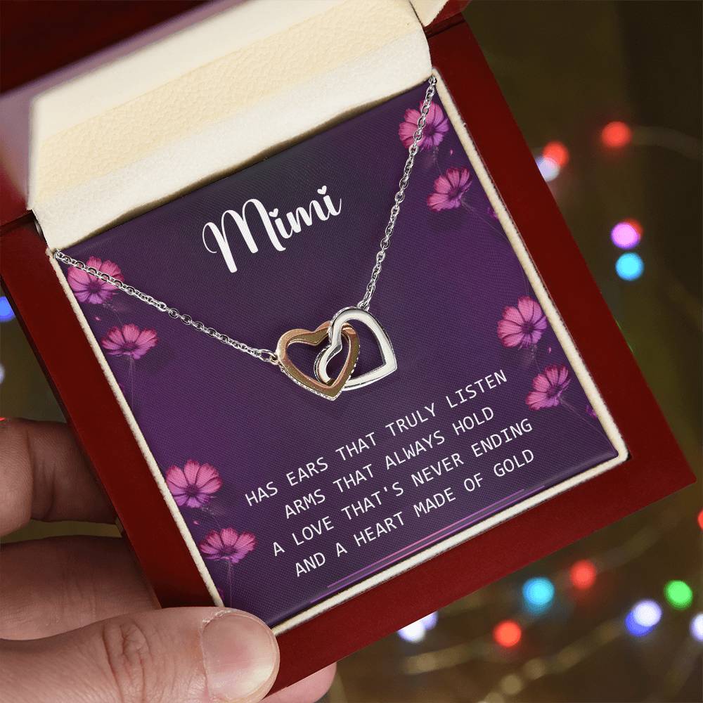 Mimi Interlocking Hearts Necklace Message Card