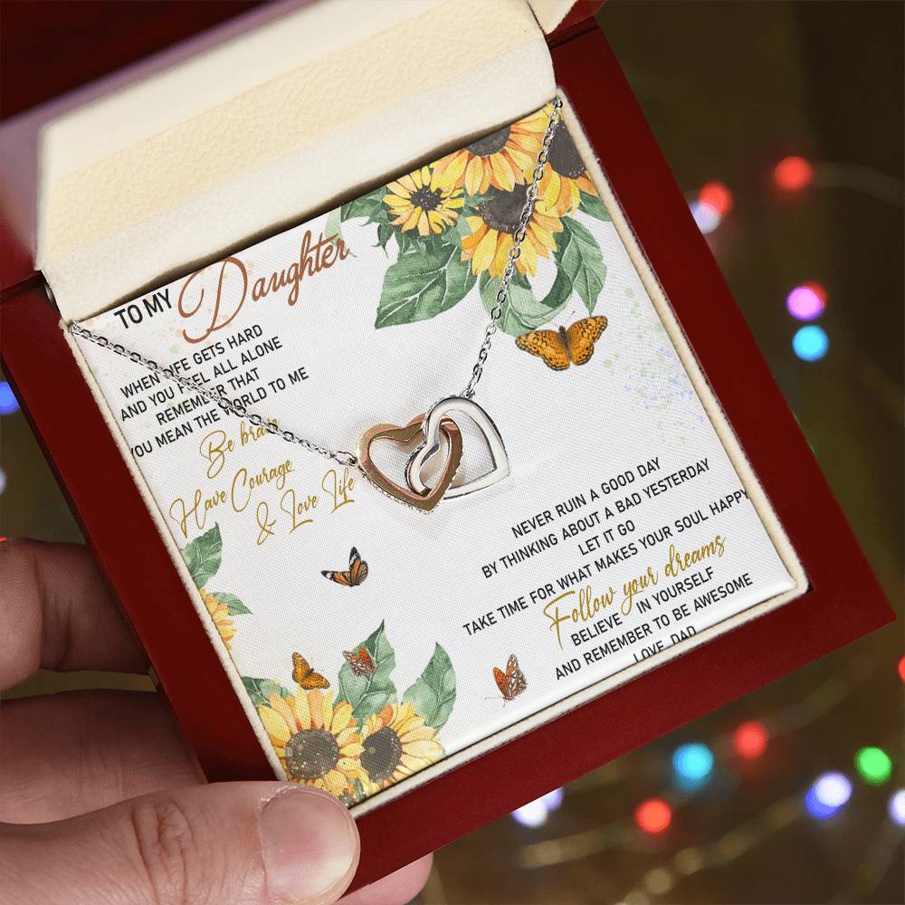To My Daughter Interlocking Hearts Necklace Message Card