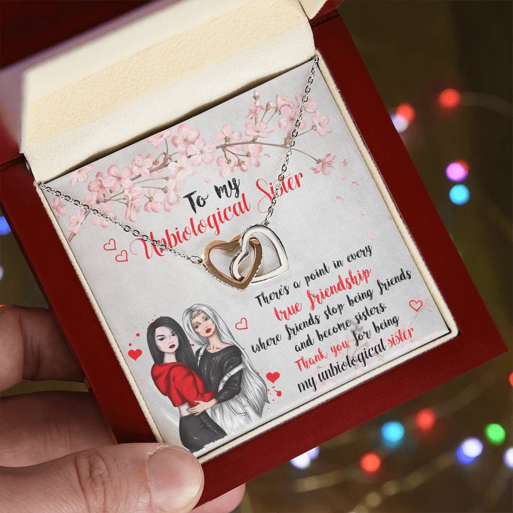 Unbiological Sister Gift-Inter Locking Necklace For Unbiological Sister-Sister Gift Idea-Best Friend Necklace Gift Idea Interlocking Hearts Necklace