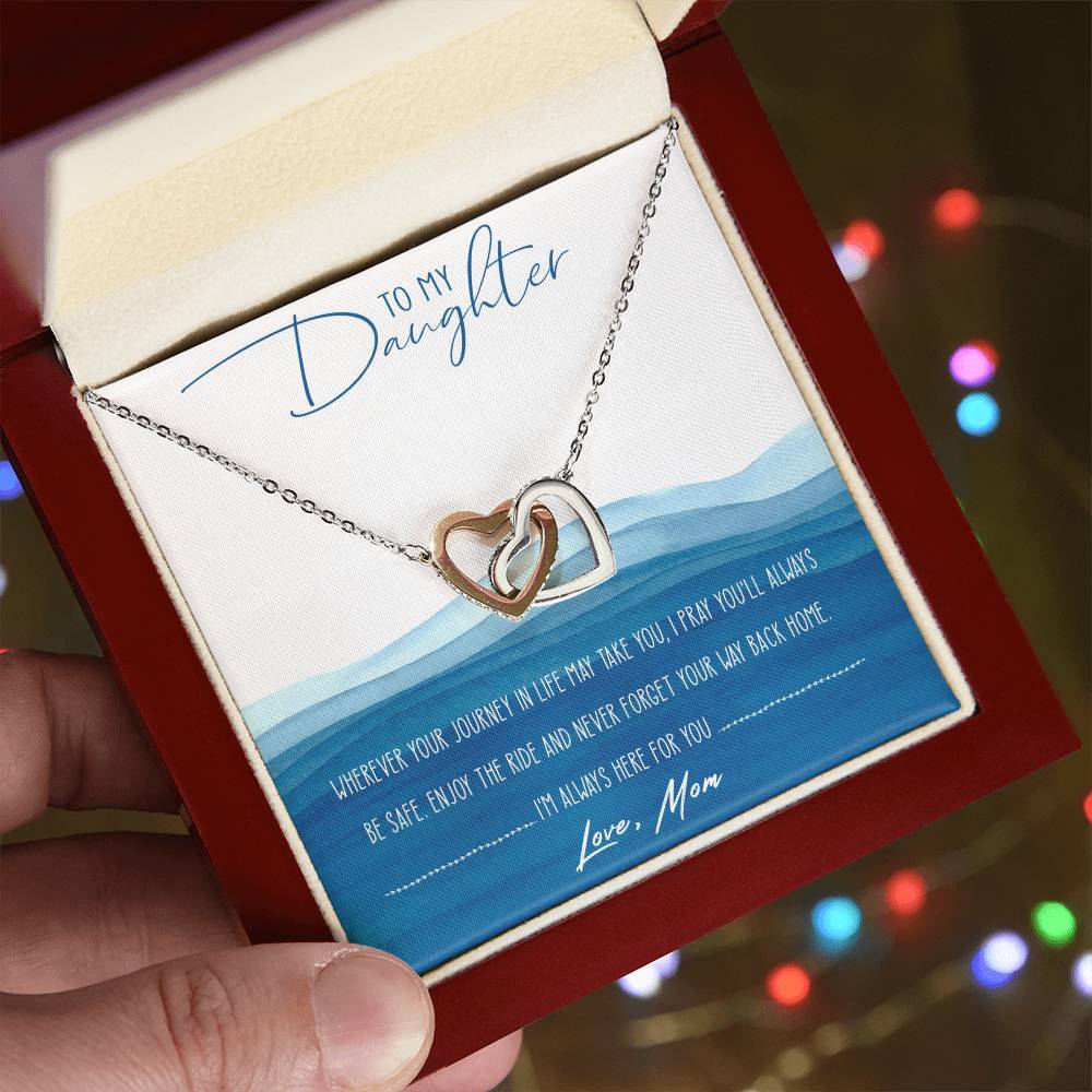 To My Daughter Interlocking Hearts Necklace Message Card