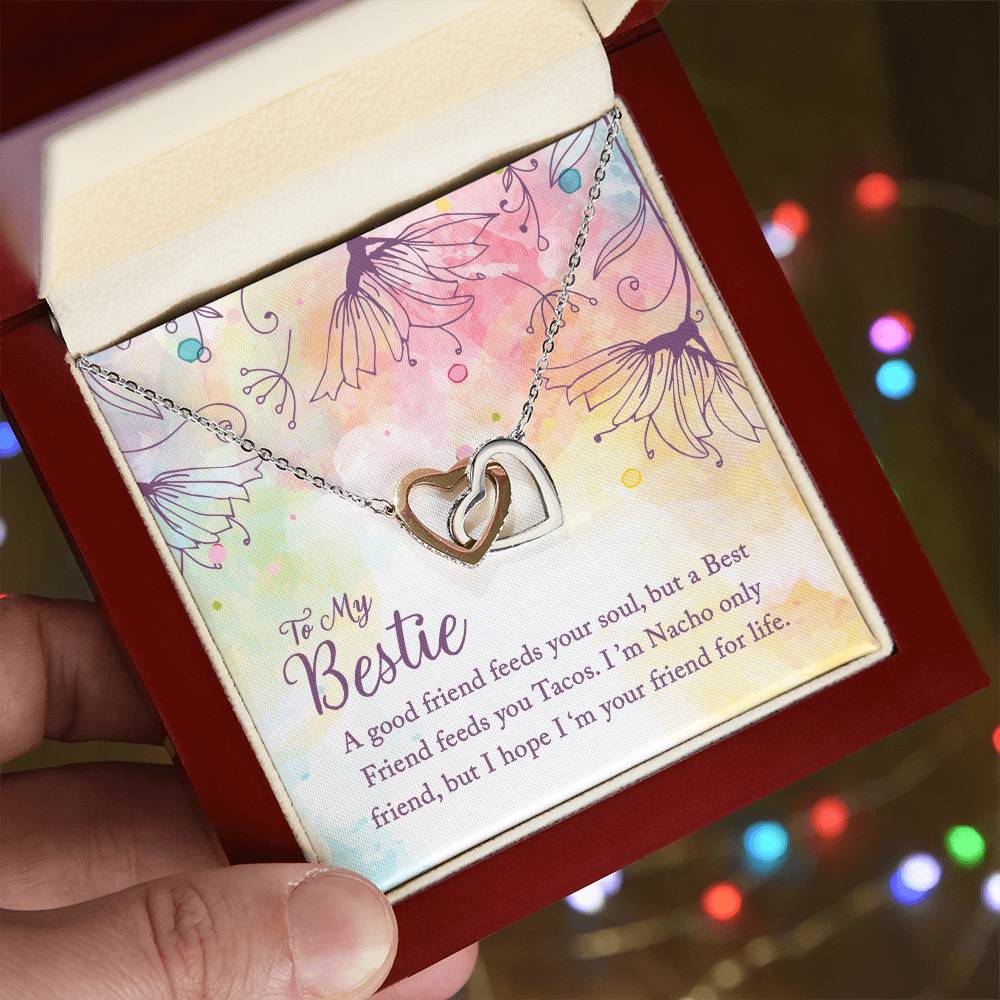 To My Bestie - A Good Friend Feeds Your Soul - Interlocking Hearts Necklace