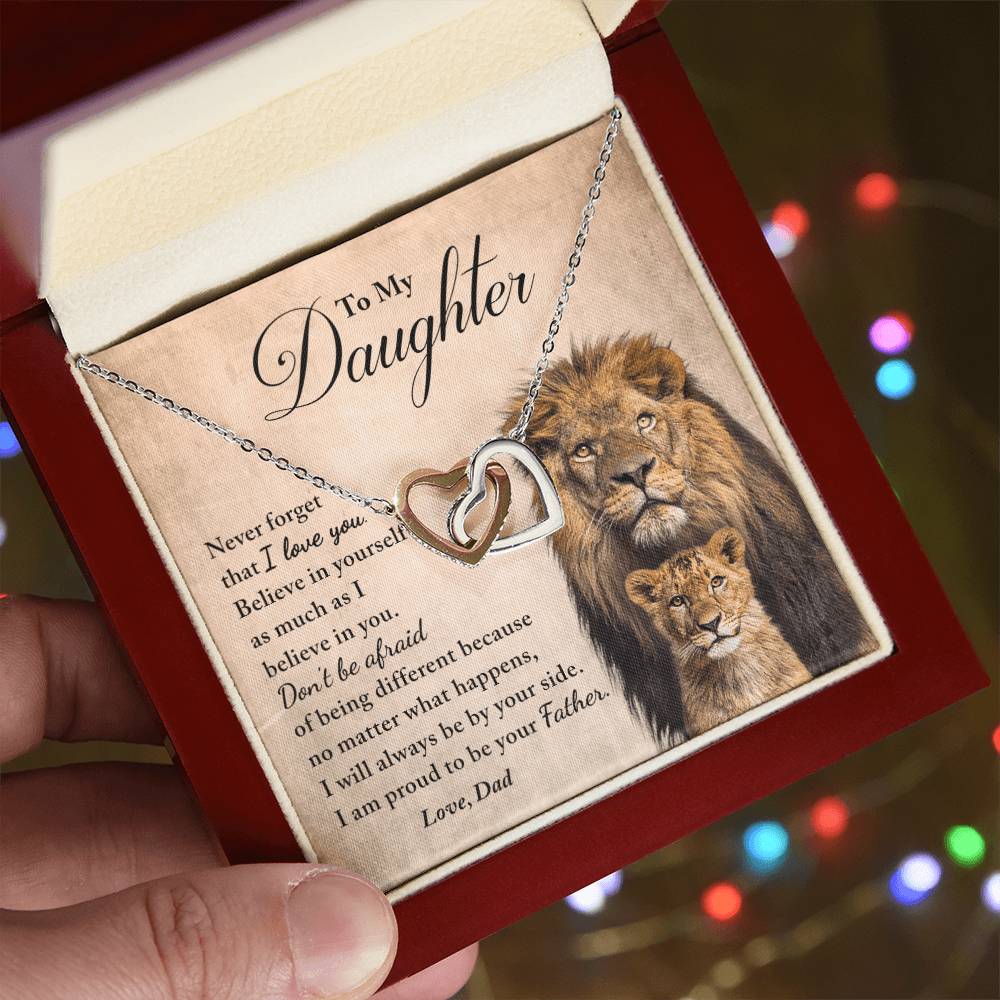 My Daughter - Believe In Yourself - Necklace Interlocking Hearts Necklace