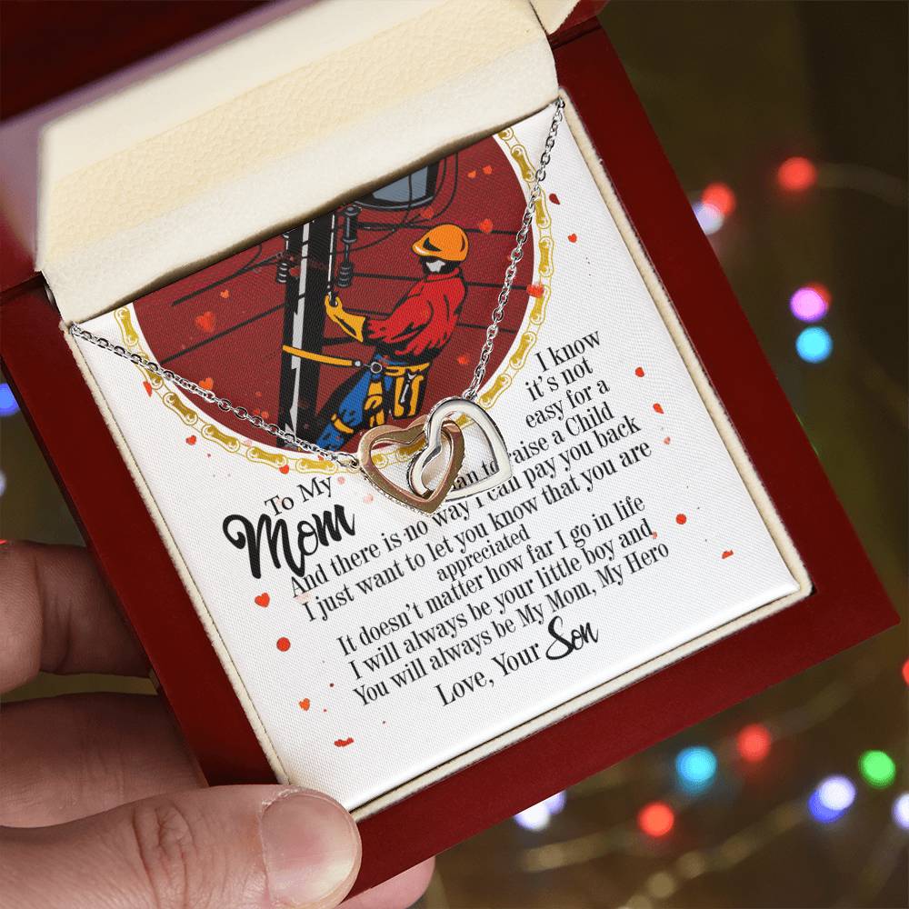 Lineman'S Mom - Interlocking Heart Necklace Interlocking Hearts Necklace