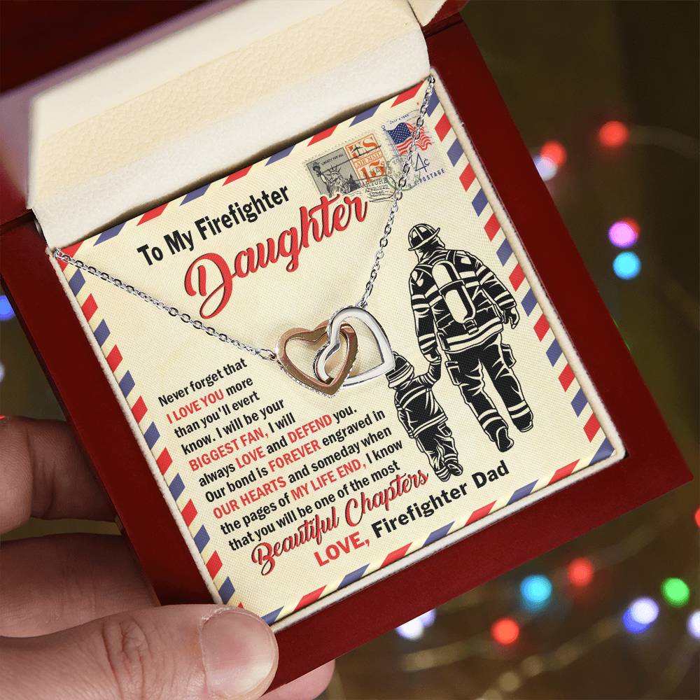Firefighter Daughter Gift To Firefighter Daughter Gift From Dad Firefighter Daughter Necklace Interlocking Hearts Necklace