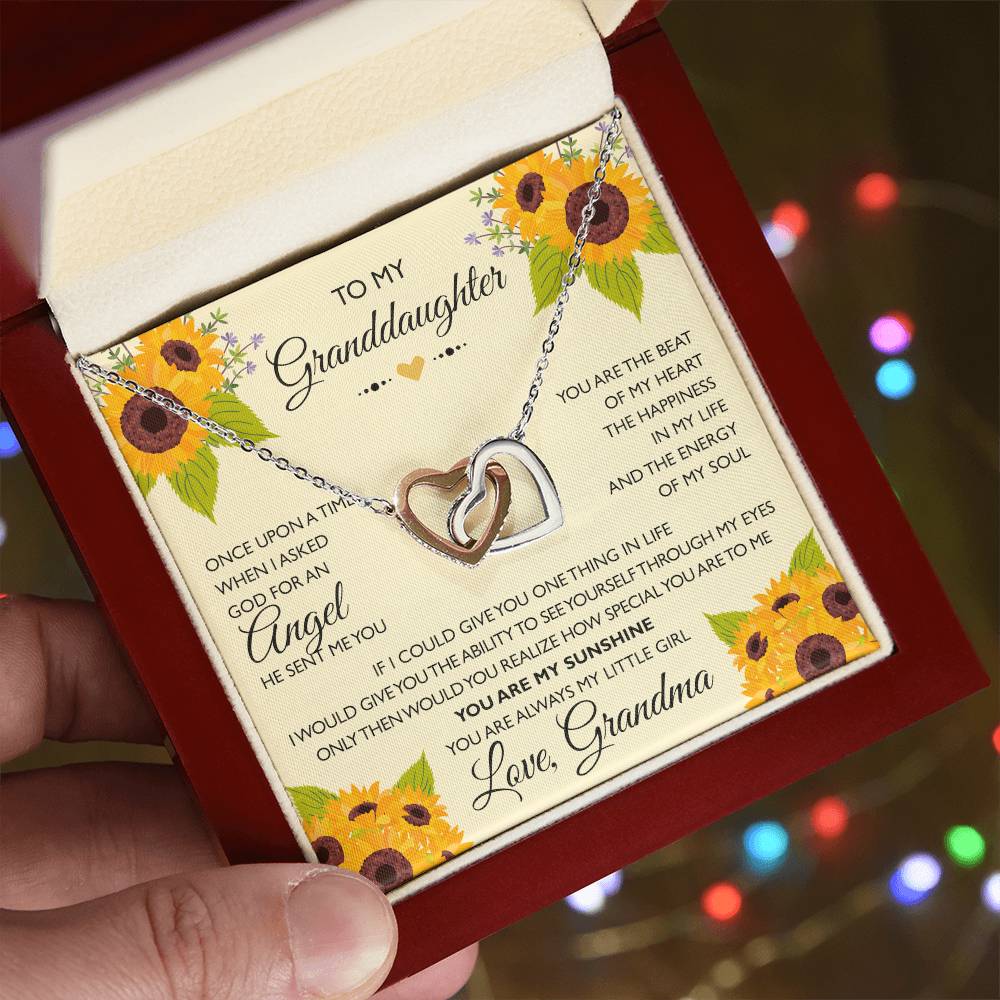 To My Granddaughter From Grandma - Interlocking Heart Necklace Interlocking Hearts Necklace
