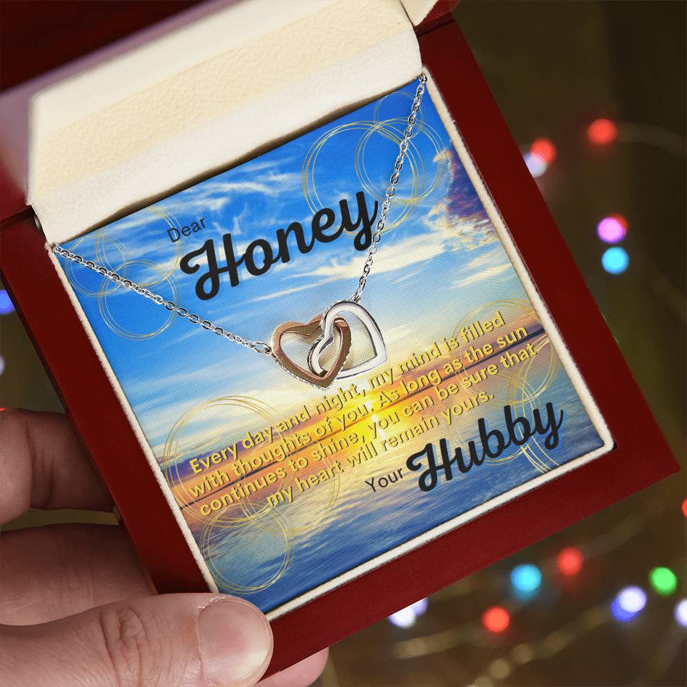 Husband To Wife Gift Partner Bae Girlfriend Significant Other. As Long As The Sun Continues To Shine You Can Be Sure That My Heart Will Remain Yours. Interlocking Hearts Necklace
