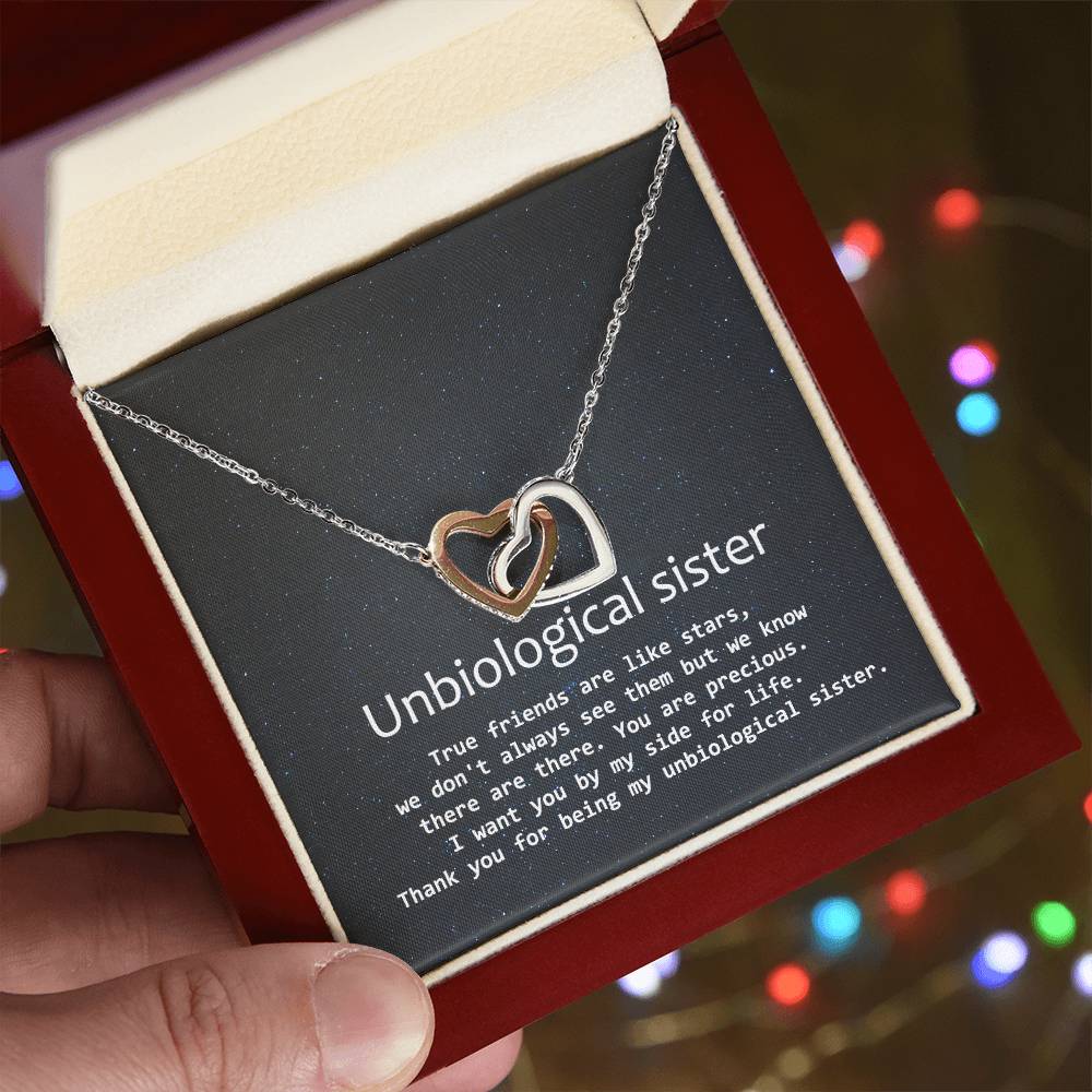 Unbiological Sister Necklace Soul Sister Sorority Sister Sister In Law Necklace Interlocking Hearts Necklace