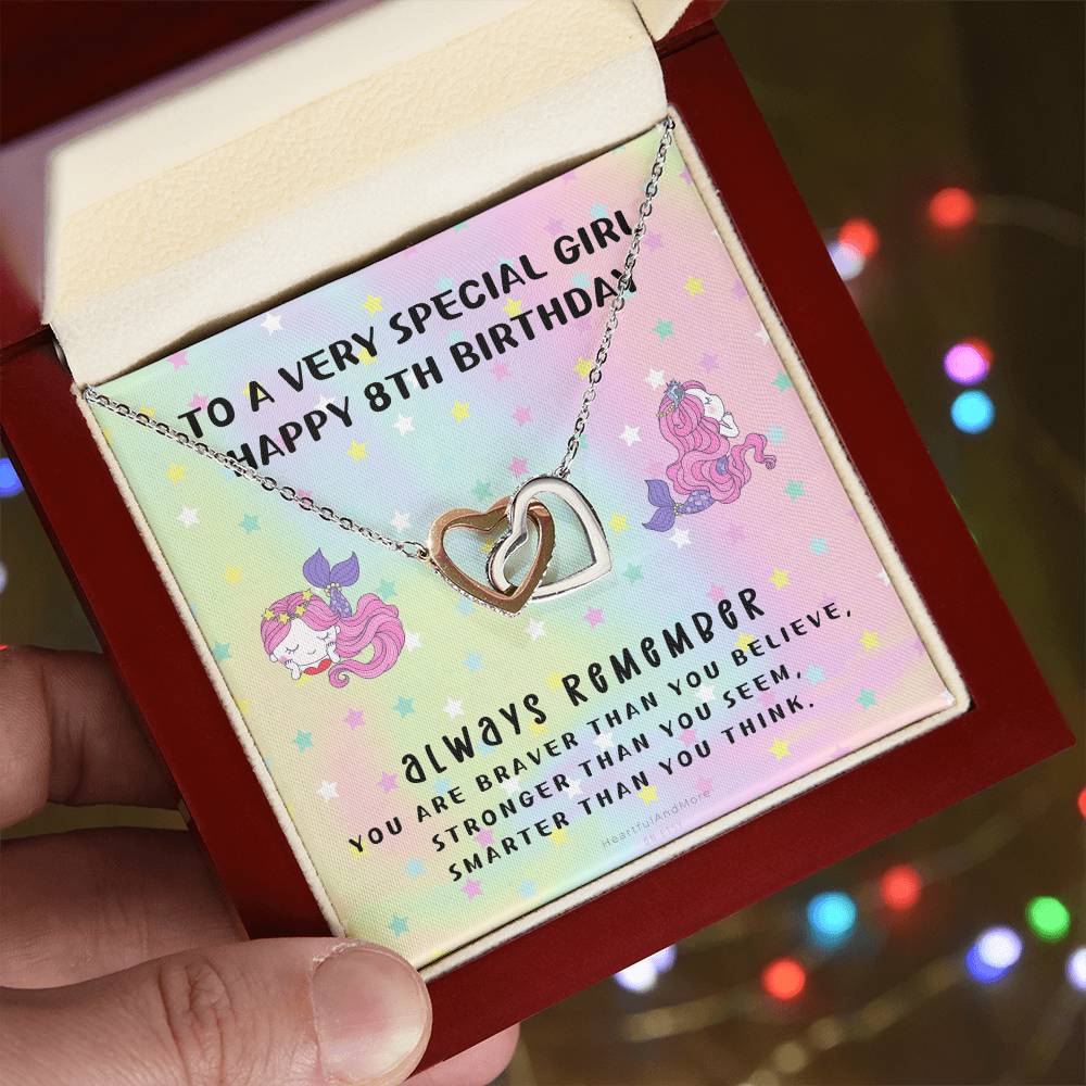 8Th Birthday Gift 8Th Birthday Necklace Gift Happy 8Th Birthday Gift Gift For 8 Year Birthday Girl Interlocking Hearts Necklace