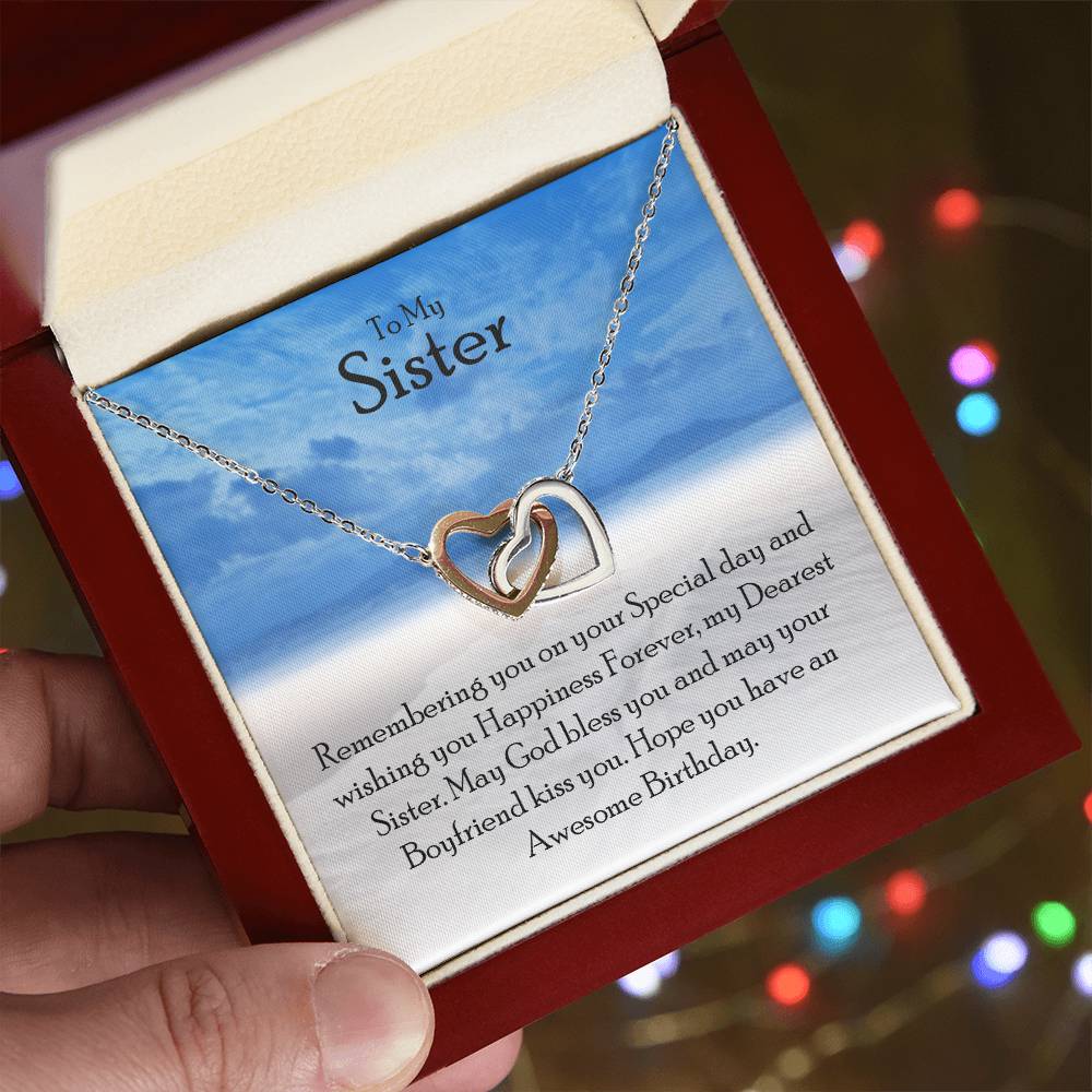 Sister Gifts From Sister Sterling Silver Cz Necklace For Sisters Best Friend Birthday Jewelry Friendship Gift Ideas Interlocking Hearts Necklace