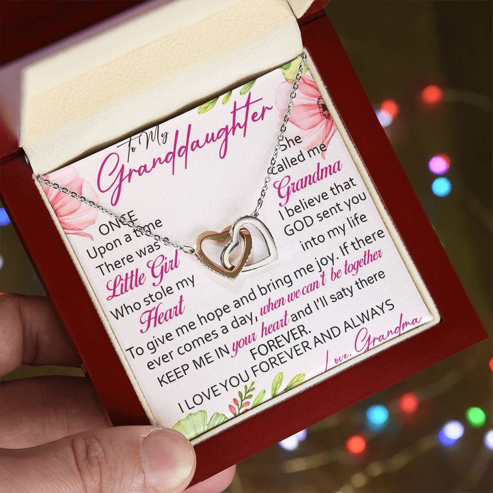 To My Granddaughter Interlocking Hearts Necklace Message Card