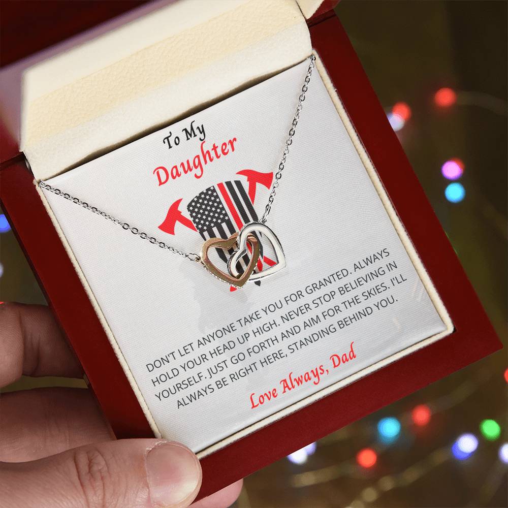 To My Daughter Necklace Interlocking Hearts Necklace