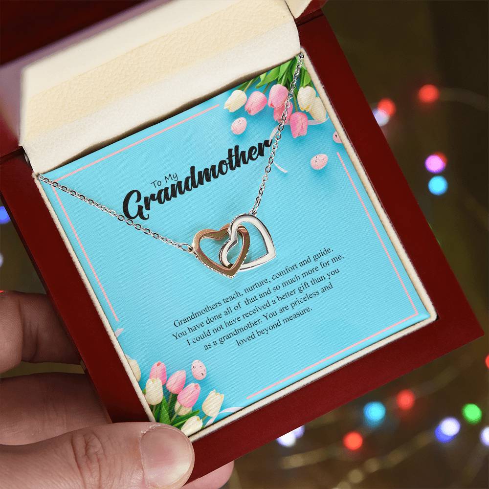 To My Grandmother- You Are Priceless Interlocking Necklace Interlocking Hearts Necklace