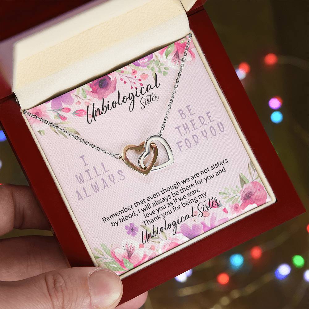 Unbiological Sister Necklace Unbiological Sister Gifts Unbiological Sister Gifts Thank You For Being My Unbiological Sister To My Unbiological Sister Gift Interlocking Hearts Necklace