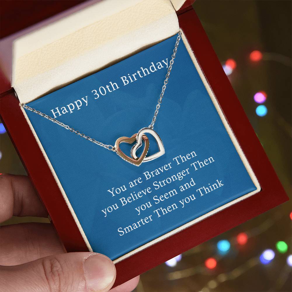 Happy 30Th Birthday Gifts For Girls Or Women Interlocking Hearts Necklace