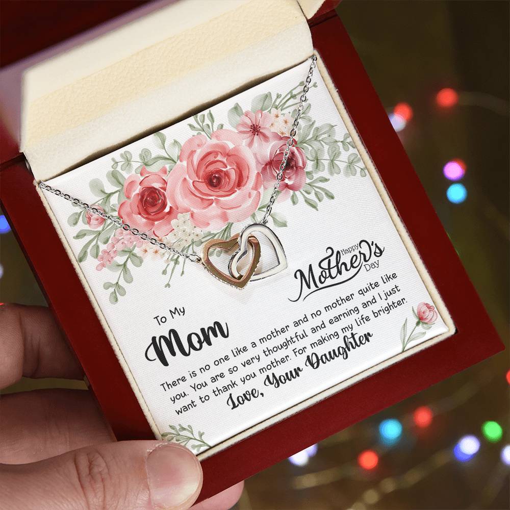 Two Hearts Embellished Interlocking Hearts Necklace