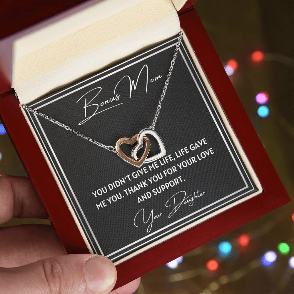 Bonus Mom 2 Interlocking Hearts Necklace