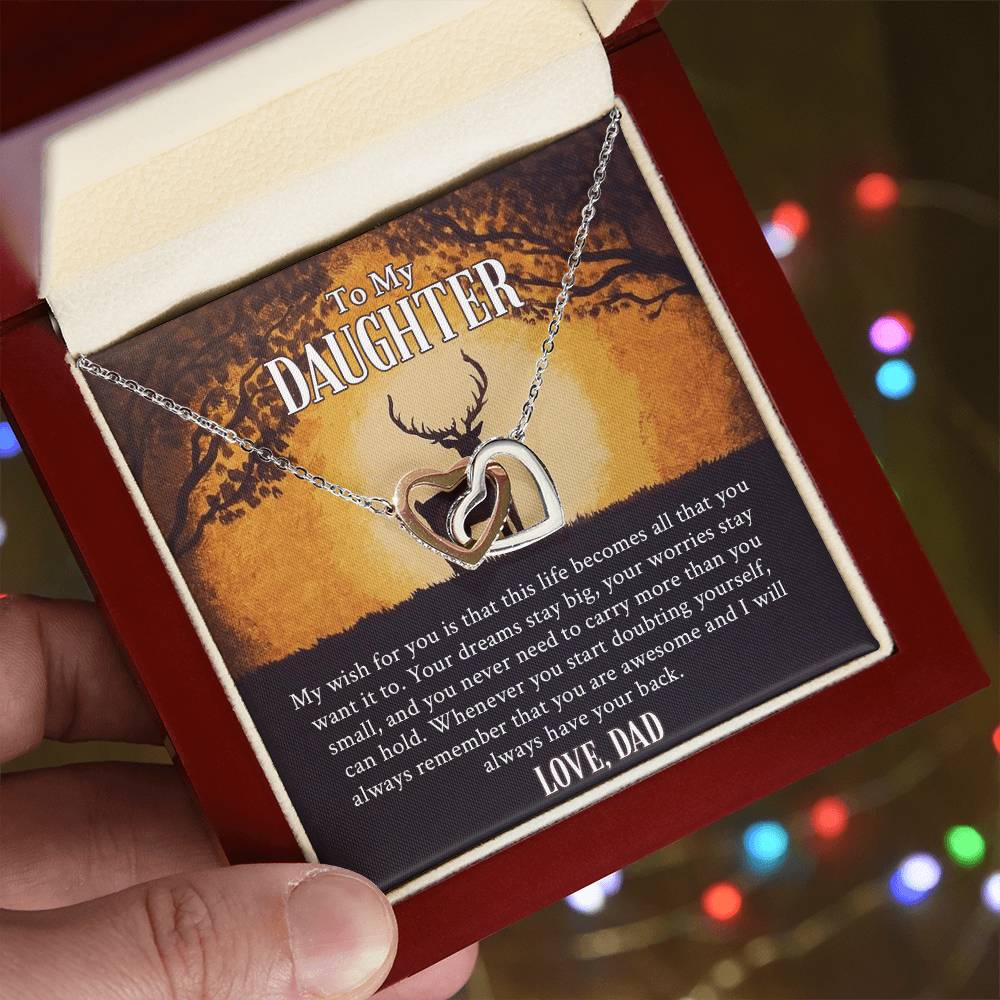 My Daughter - I Will Always Have Your Back Interlocking Hearts Necklace