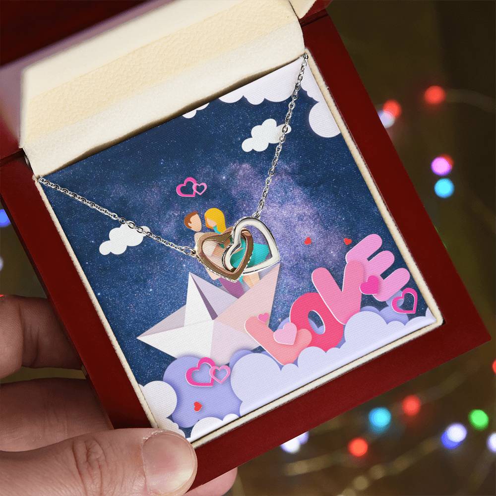 To Wife Girlfriend . Show Your Love To Your Lovely Girlfriend Wife. Gift For Girlfriend Wife Interlocking Hearts Necklace