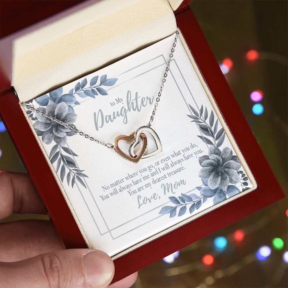 Dearest Treasure Mom To Daughter Gift Interlocking Hearts Necklace