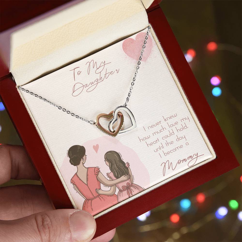 To My Daughter - 2 Interlocking Hearts Necklace
