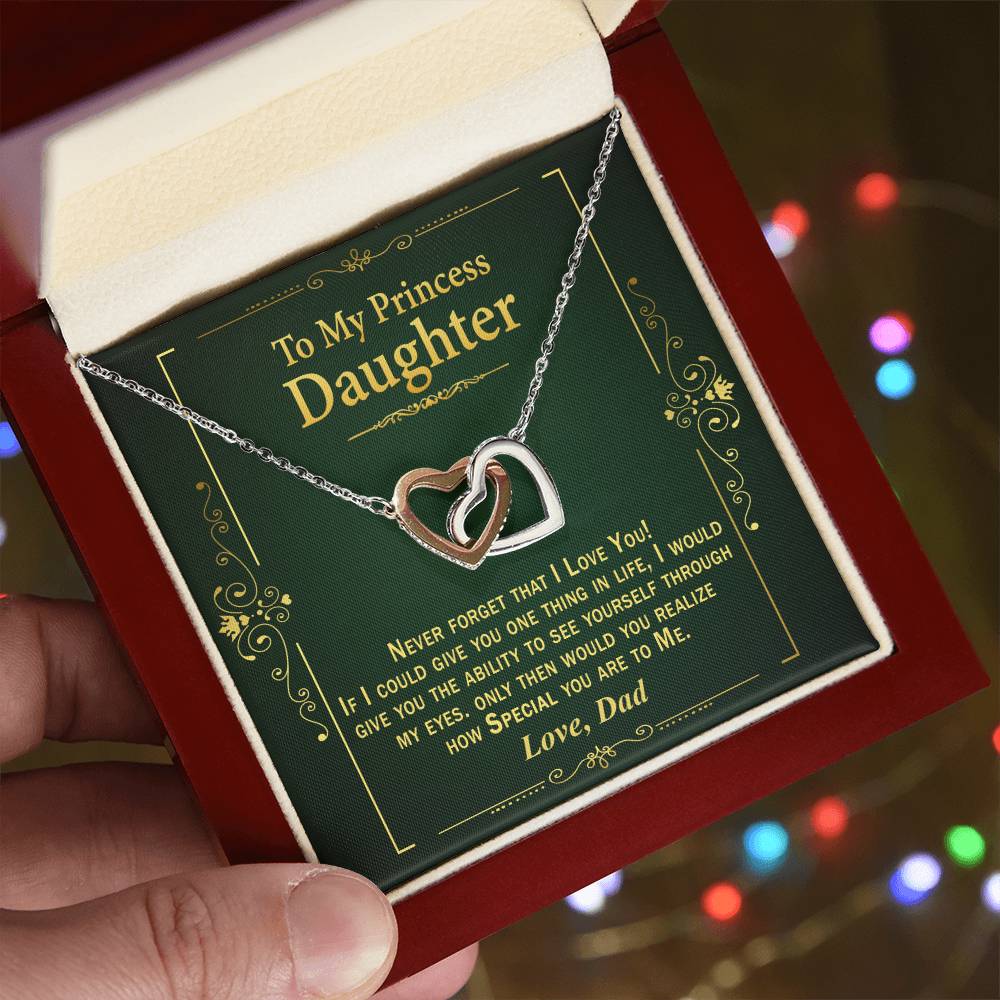 Gift For Daughter From Dad - Interlock Heart Necklace Interlocking Hearts Necklace